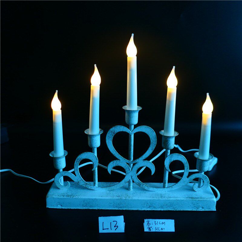 圣诞橱窗布置品礼品发光铁艺天使烛台摆件LED蜡烛台北欧创意摆饰