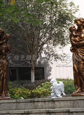 欧式玻璃纤维人物雕塑艺术品客厅户外落地摆设可定制作抱小孩仕女