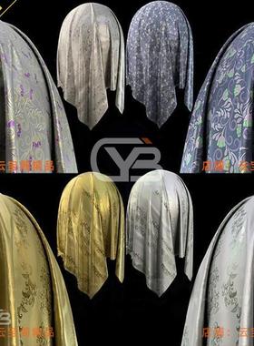 Substance Painter中国风布料丝绸智能材质球 SP传统面料花纹spsm