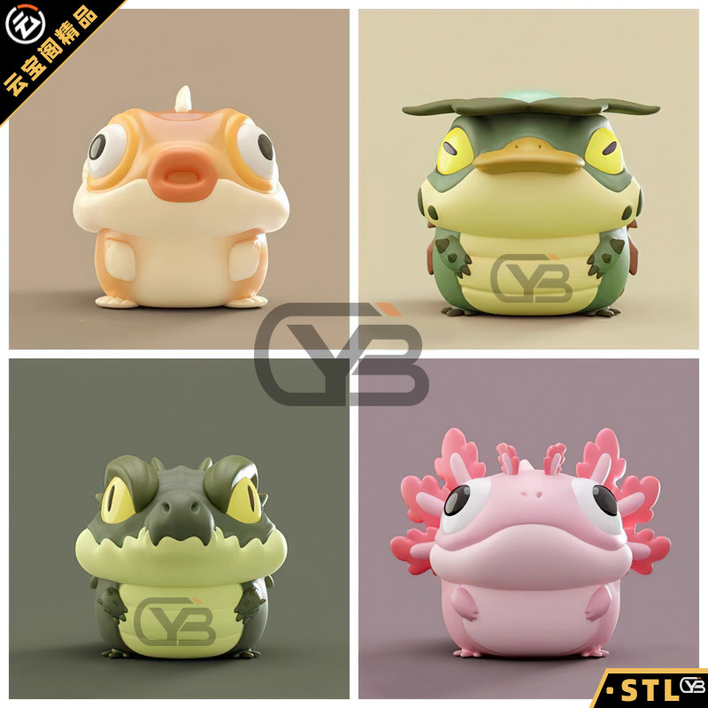16款潮玩丑萌Q版小可爱小怪兽3D打印模型手办 模型STL格式文件