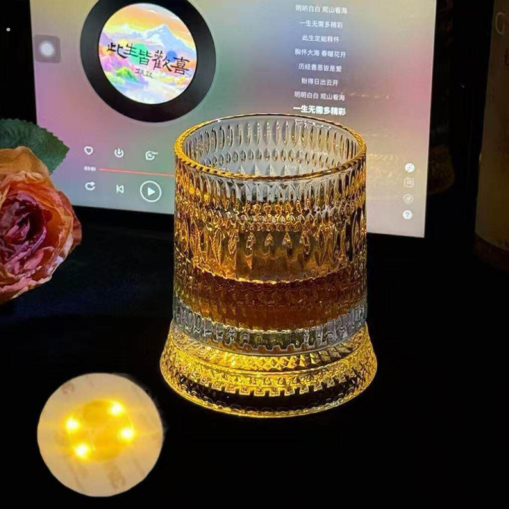 【送发光杯垫】旋转威士忌酒杯麦卡伦同款解压洋酒杯不倒翁转转杯