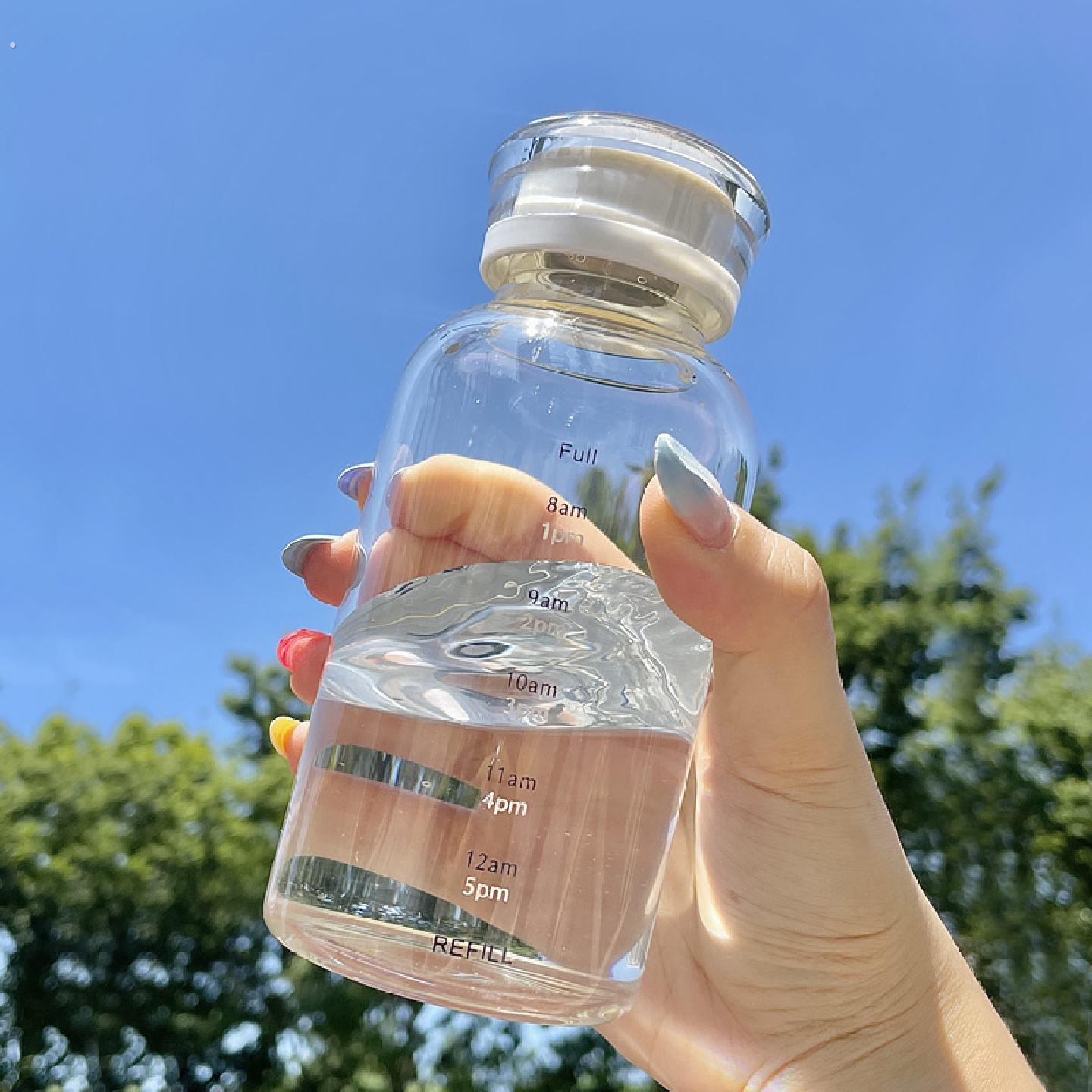 高颜值吸管刻度水杯子高硼硅玻璃杯女生大容量果汁杯办公室咖啡杯