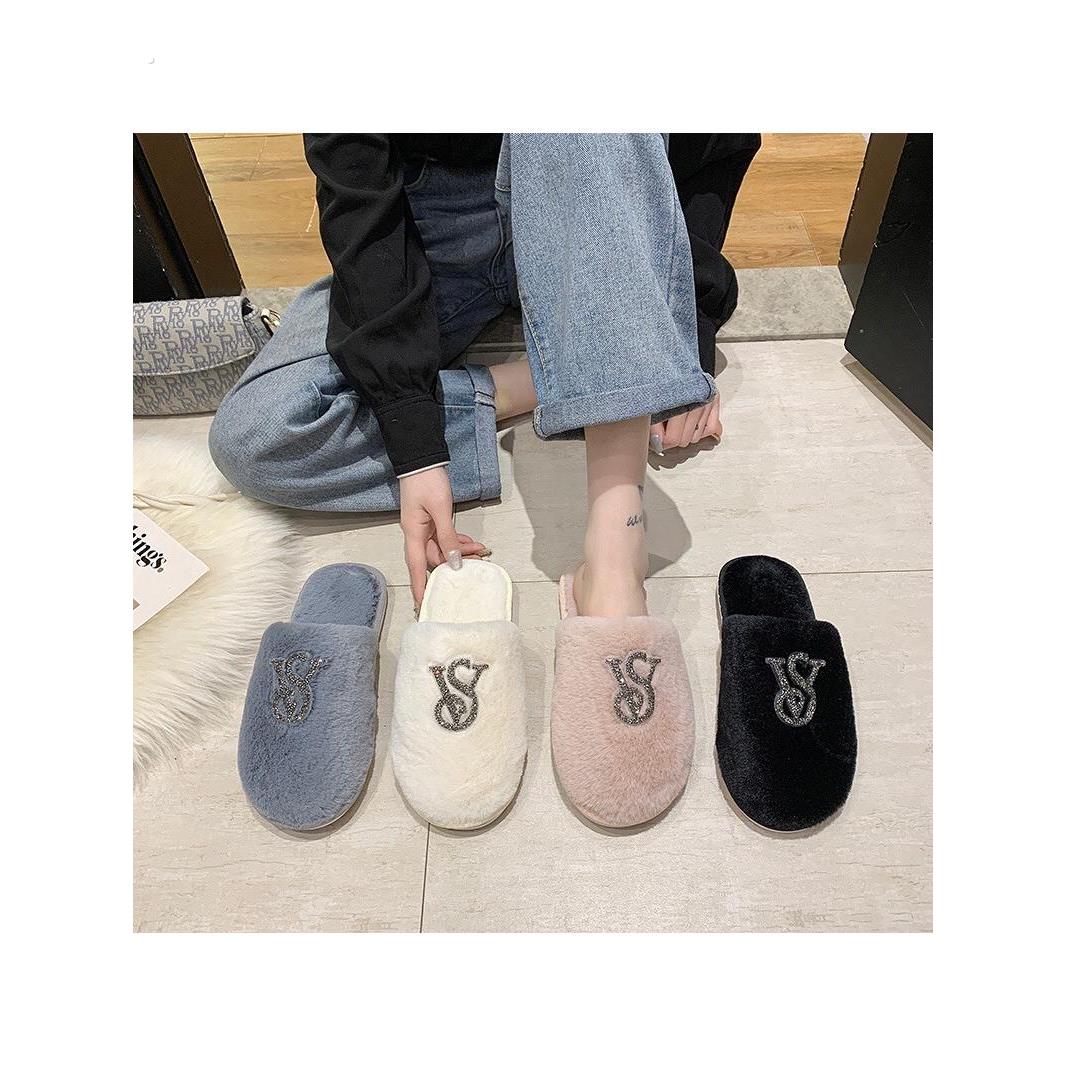 新款秋冬保暖棉拖鞋室内地板厚底情侣家居鞋居家软底防毛毛拖鞋女