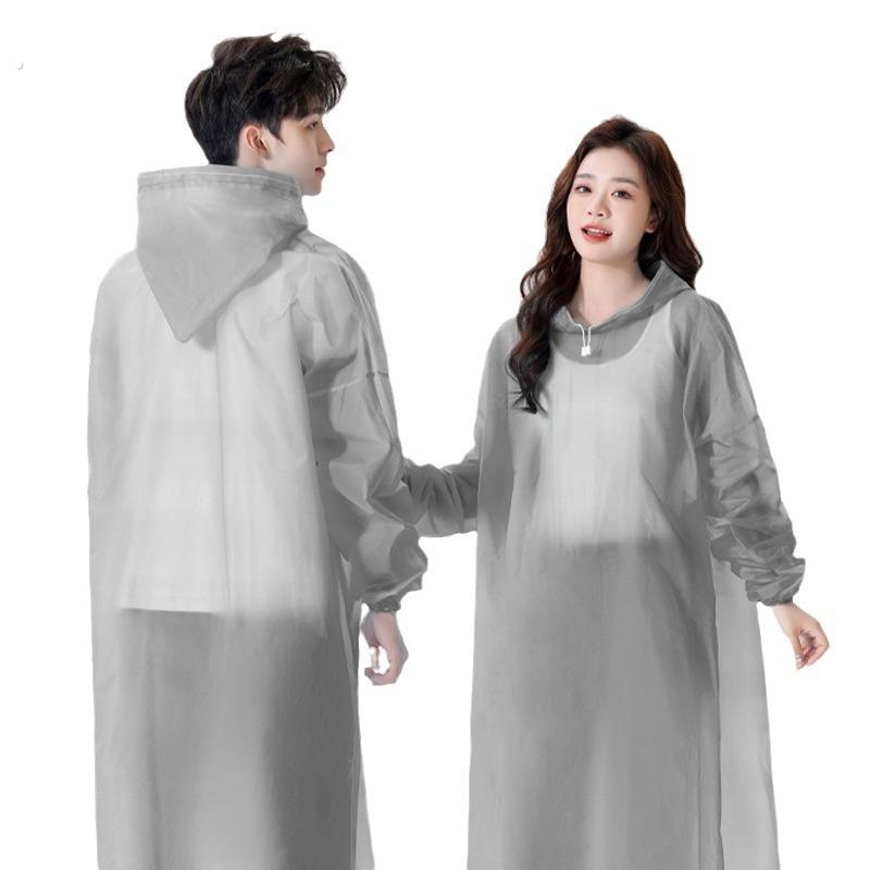 EVA加厚成人可重复使用套头雨衣 骑车防雨蓝色短款雨衣