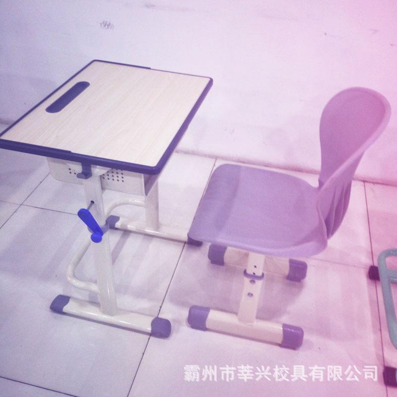 厂家直供塑料课桌椅手摇式升降学生课桌椅单人ABS课桌椅