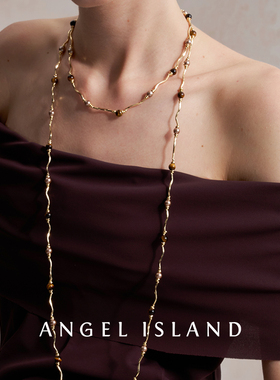ANGEL ISLAND天使岛「Sienna」焦糖虎眼串珠长款毛衣链项链