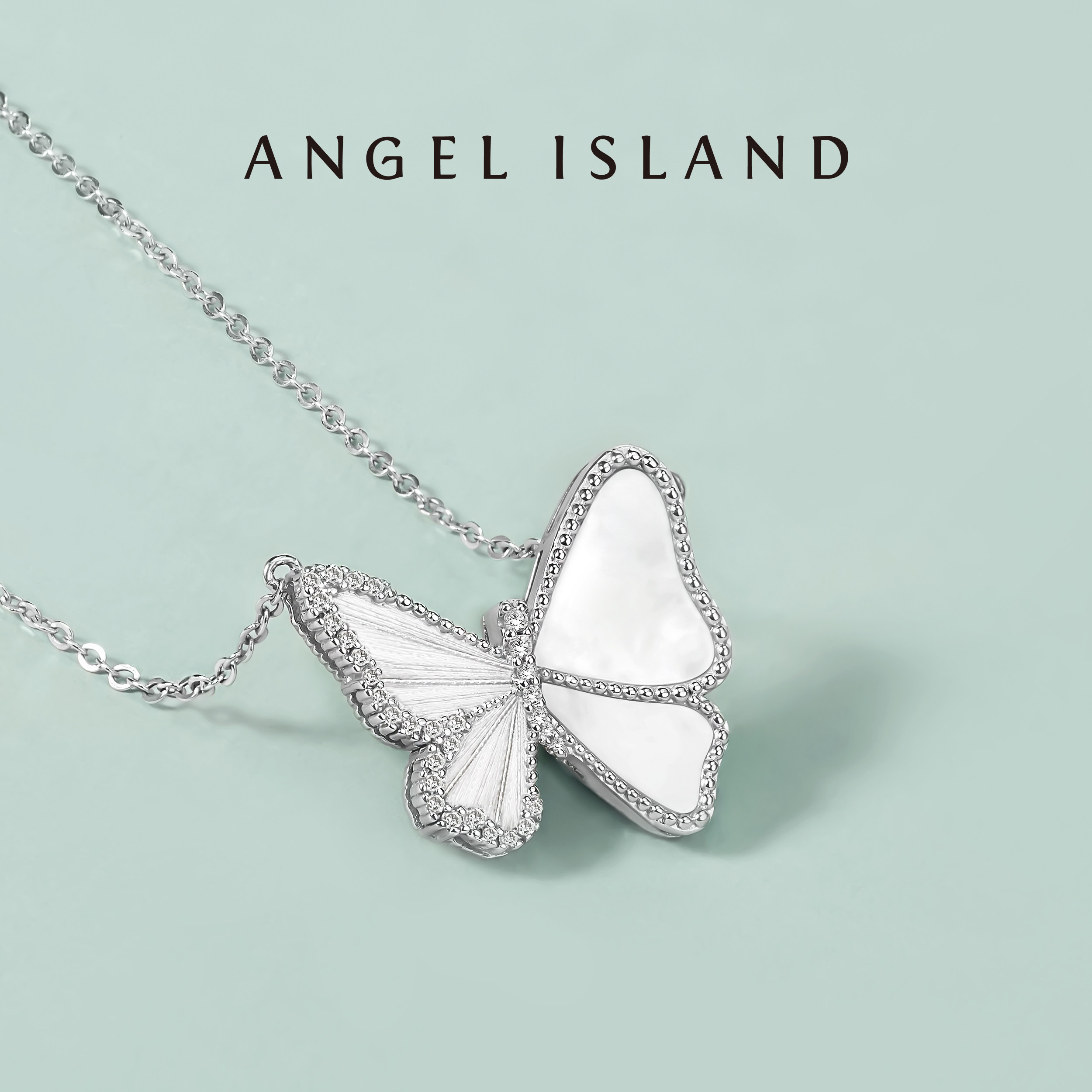 明星沈羽洁同款「栩栩」白贝蝴蝶设计感项链 ANGEL ISLAND天使岛