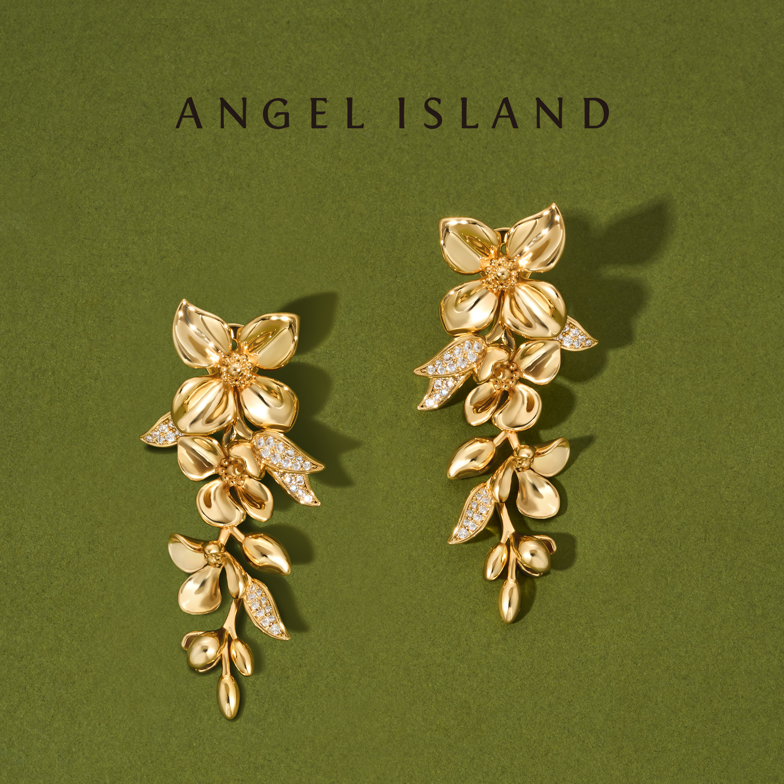 「安西娅」繁花系列 ANGEL ISLAND天使岛 高级感耳钉女原创耳饰品