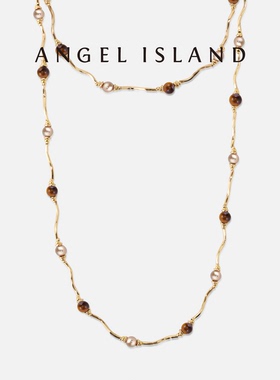 ANGEL ISLAND天使岛「Sienna」焦糖虎眼串珠长款毛衣链项链
