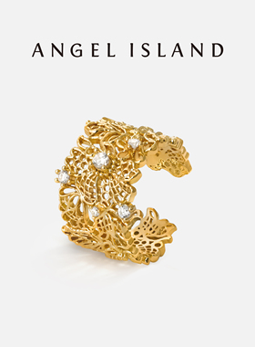 ANGEL ISLAND天使岛Chantee镂空蕾丝花园花卉开口戒指轻奢设计感