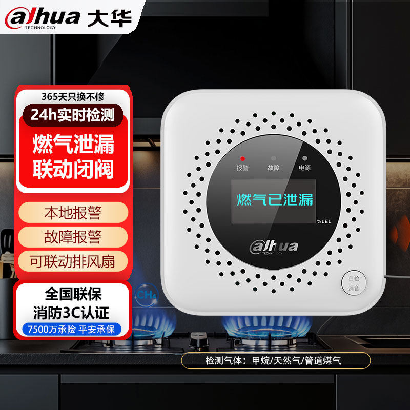 大华燃气报警器家用厨房天然气泄漏报警器液化煤气一氧化碳探测器