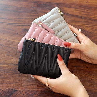 2026新款时尚卡包女手拿包钱夹拉链波浪纹女士钱包女多功能皮夹
