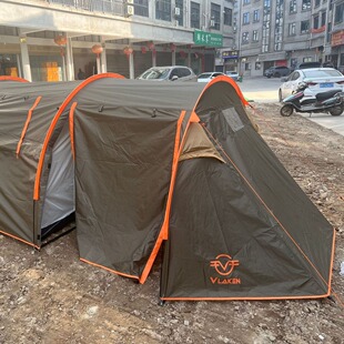 户外露营隧道帐篷家庭野营4-6人帐篷防晒防雨天幕便携式折叠帐篷