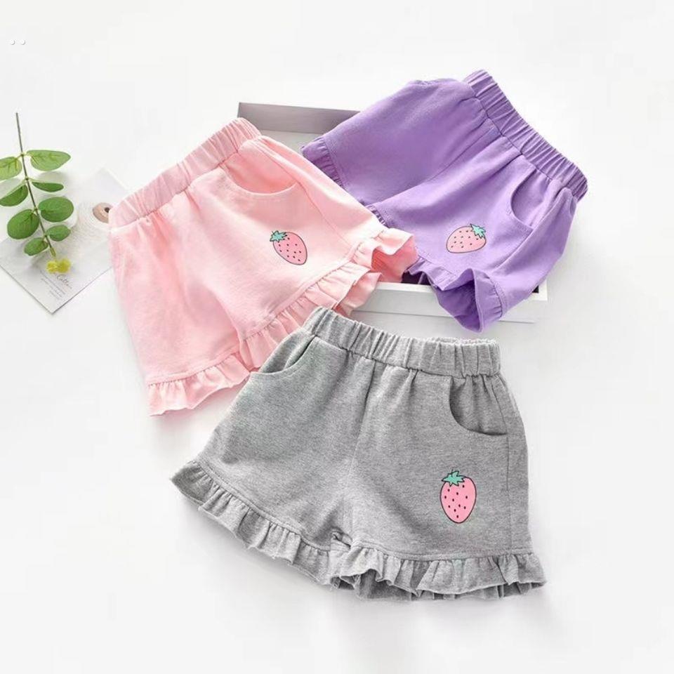 女童休闲短裤纯棉女宝宝夏季外穿童裤薄款儿童沙滩裤草莓短裤运动