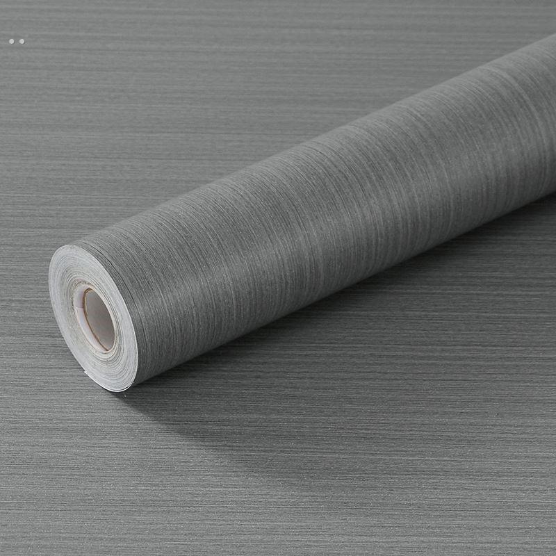 灰色木纹贴纸家具装修贴纸不干胶木纹壁纸衣柜橱柜木门防水皮革桌