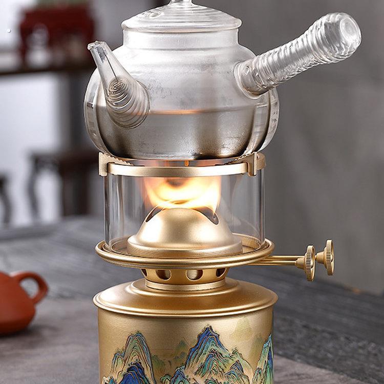 黄铜空气酥油灯煤油灯高端茶炉潮汕功夫茶具配件煮水煮茶迷你户外