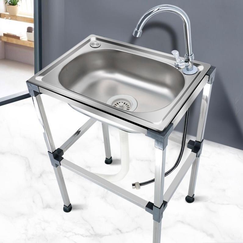 简易洗手盆台不锈钢洗脸洗手池架子卫生间洗漱台落地移动水池单盆