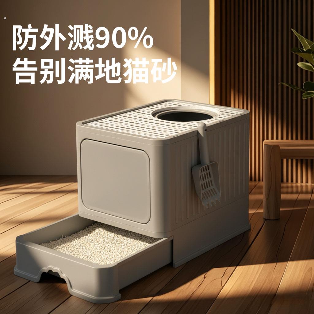 防外溅猫砂盆全封闭大号防臭猫厕所猫咪用品防带砂猫砂盆