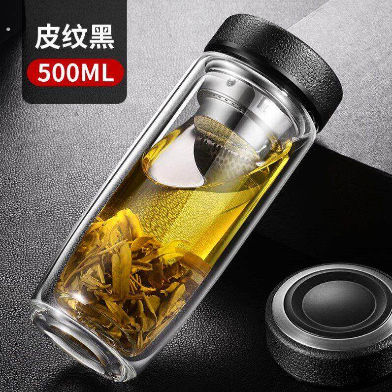 个人专用精致杯子网红鹅蛋杯双层加厚玻璃杯大容量茶水分离杯便携