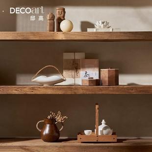 侘寂风民宿度假酒店餐厅开放格餐边柜黑陶瓷器森系田园风装饰摆件