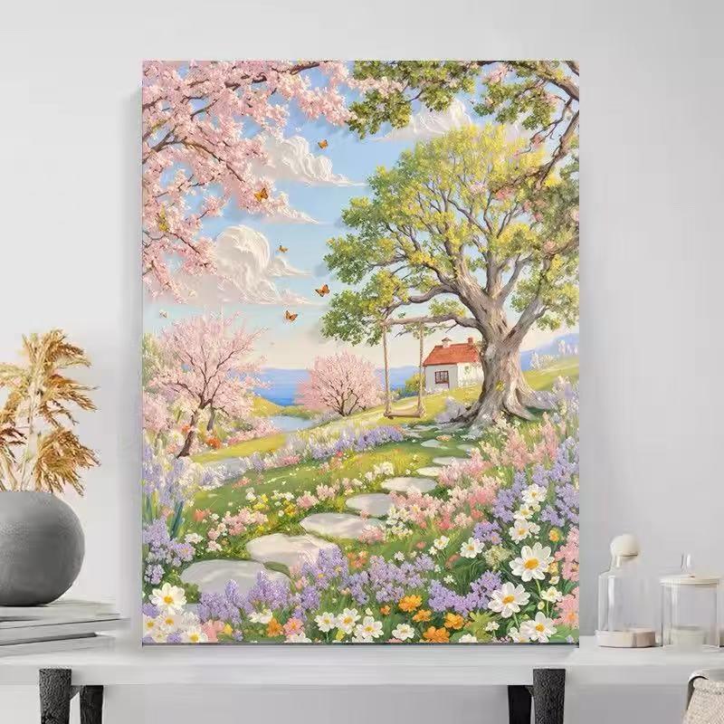 田园风景5D满钻带框DIY钻石画