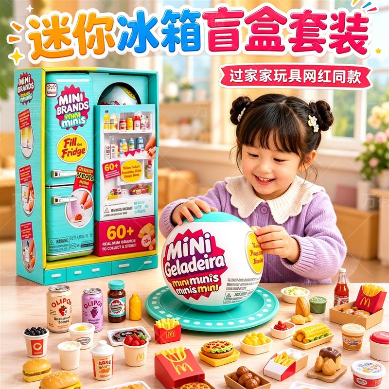 正版盲盒迷你冰箱益智过家家套装