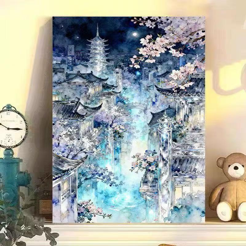 古城春梦幻风景钻石画材料包