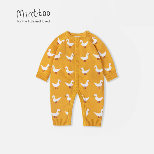 Minttoo圆领开襟针织连体棉爬服