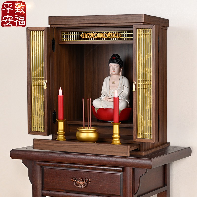 佛龛带门家用现代简约供台佛柜供奉观音财神龛佛台中式挂壁式吊柜