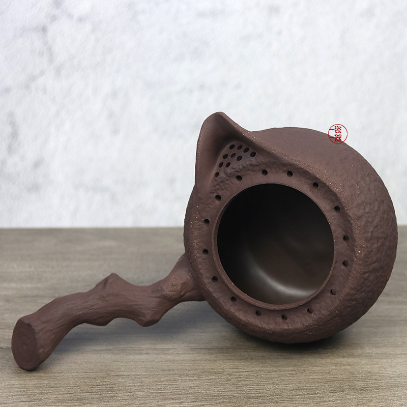 老岩泥泡茶壶陶瓷壶明火加热干烧烤茶粗陶壶侧把单壶围炉煮茶烧水