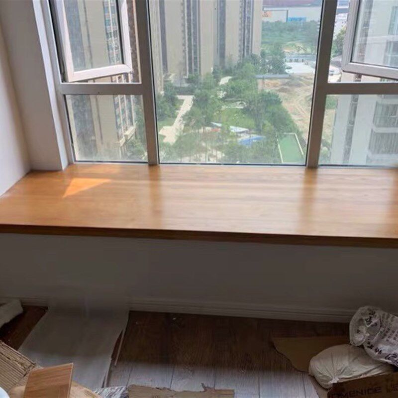 窗台板木质实木定制飘窗台面板原木包边异形黑胡桃木板水曲柳订做
