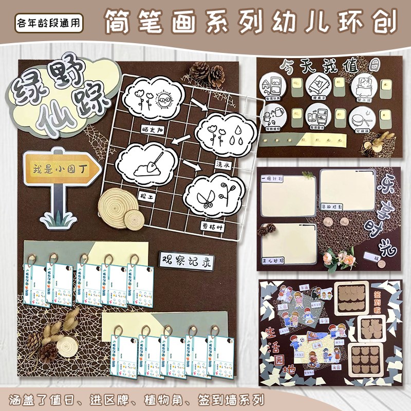 幼儿园班级装饰主题墙面温馨家园植物角值日生区域插卡喝水植物角