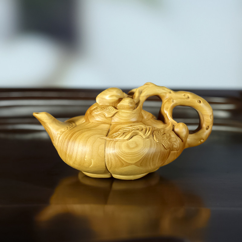 乐清黄杨木雕手把件把玩摆件茶宠家居实木工艺品植物南瓜壶长寿壶