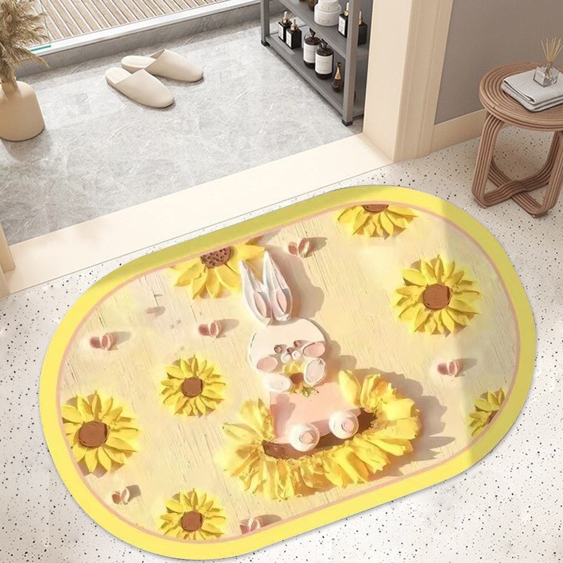 40*60cm裸眼立体感平面卡通水晶绒地垫浴室防滑垫家用吸水地垫