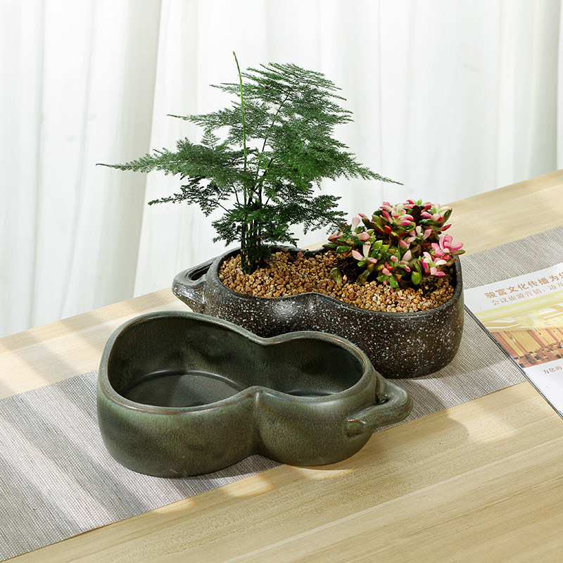 葫芦多肉花盆大号水仙花盆陶瓷种花无孔铜钱草鱼缸个性水培植物盆