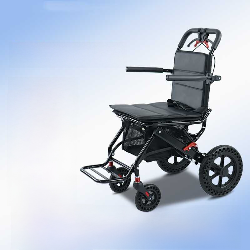 德国品质铝合金轮椅轻便折叠老人旅行便携式老年手推代步车