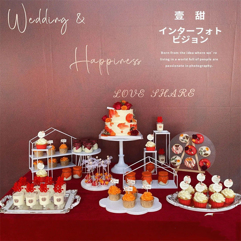 白色甜品台摆件展示架蛋糕托盘欧式下午茶冷餐茶歇摆台展示台装饰