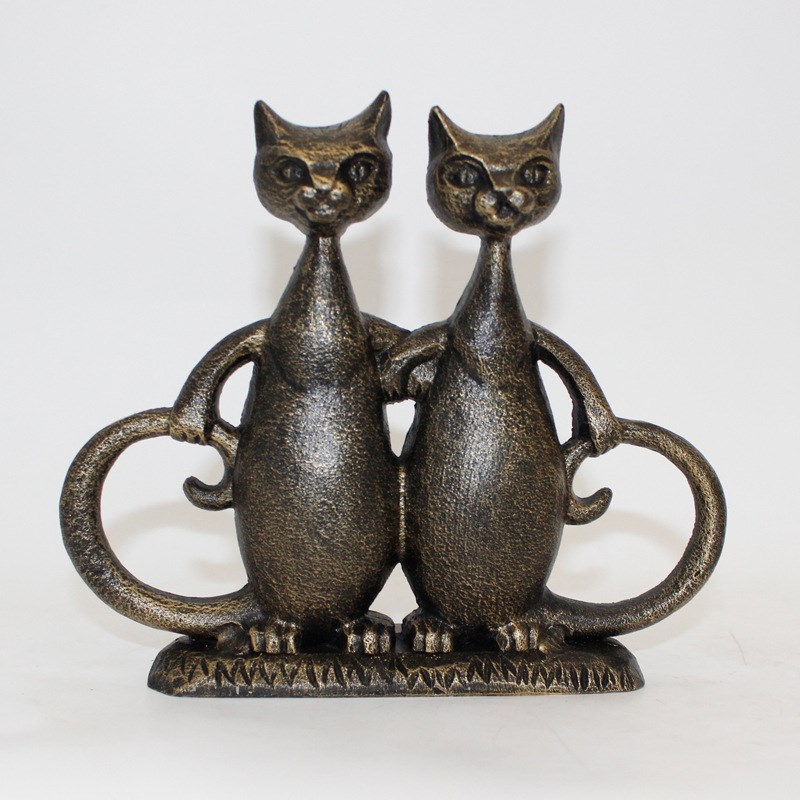 欧式铸铁双猫门挡家居复古卧室门阻办公室门塞装饰工艺品防风简约