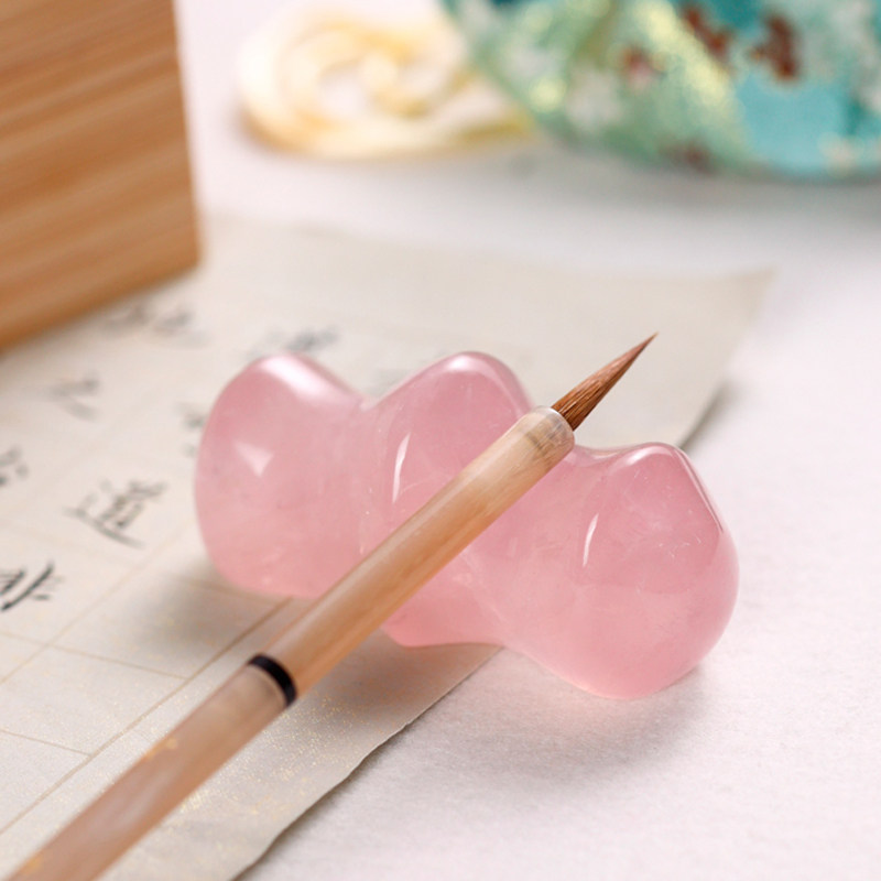 文斋纯手工天然水晶笔搁粉色白色毛笔多功能玉石笔山笔架笔托初学,文具电教/文化用品/商务用品,笔搁,淘宝优惠券,粉丝福利购,淘宝优惠卷