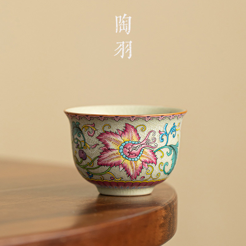 老陶泥汝窑茶杯家用主人杯单杯个人专用品茗杯陶瓷功夫茶具茶盏杯