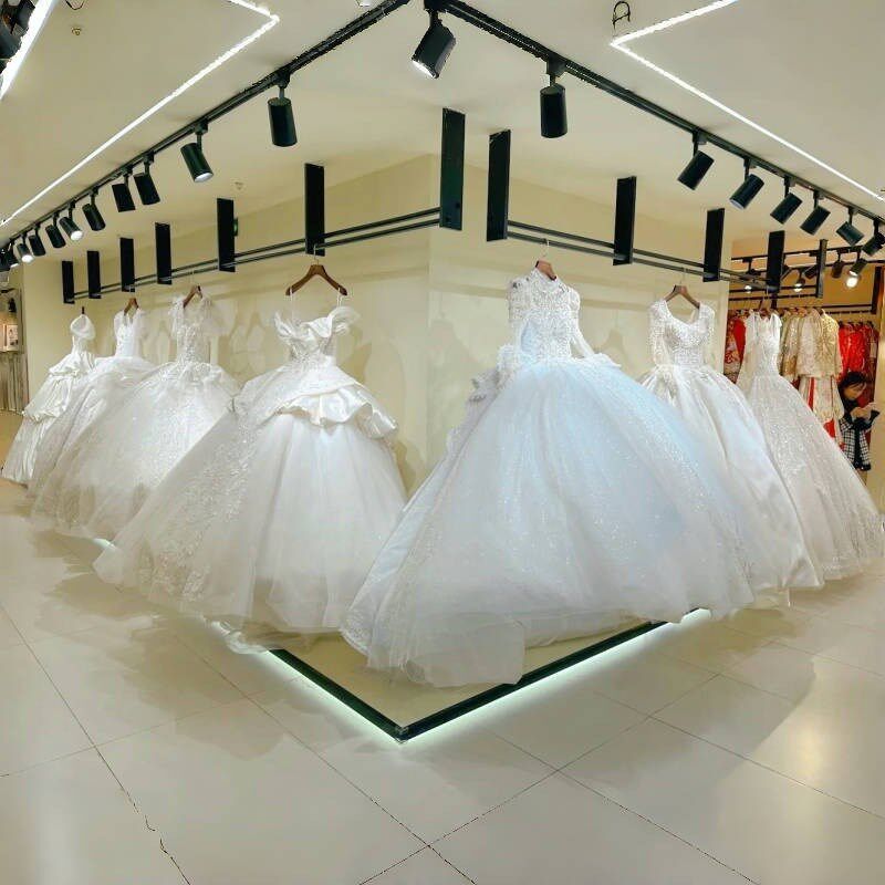 高端婚纱店展示架照相馆礼服陈列货架上墙秀禾服悬挂吊架加粗挂衣