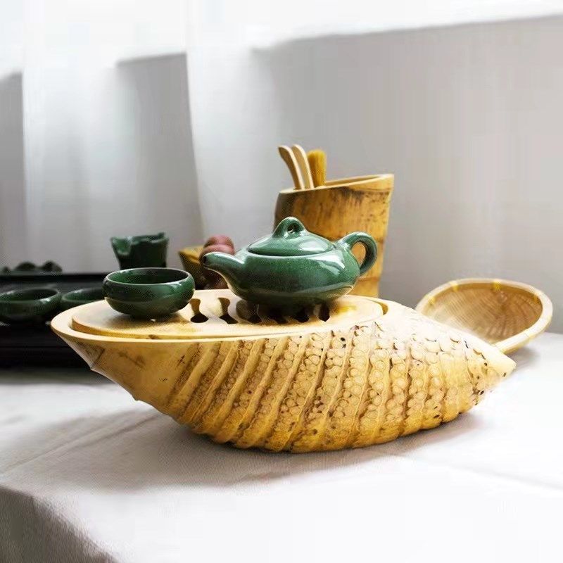 创意天然老竹根雕干泡盘壶承壶托储水茶盘功夫茶具小茶台茶海茶垫,特色手工艺,竹编/竹雕,淘宝优惠券,粉丝福利购,淘宝优惠卷