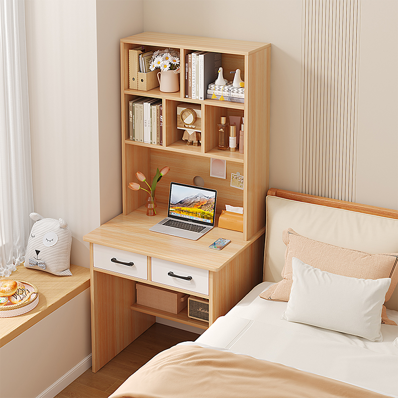 台式电脑桌小型学生卧室家用简约现代小户型写字桌书桌书架一体桌