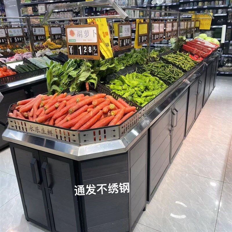 超市蔬菜水果架便利店促销水果蔬菜双层货架厂家