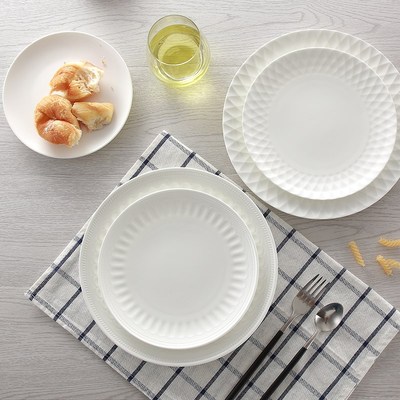 纯白色高档骨瓷8寸浅盘10英寸圆形西餐牛排盘创意个性好看的盘子