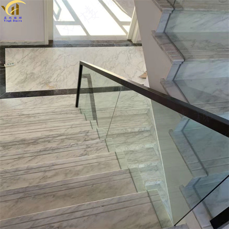 上海楼梯扶手弧形实木卡槽玻璃扶手护栏别墅高档轻奢现代玻璃栏杆