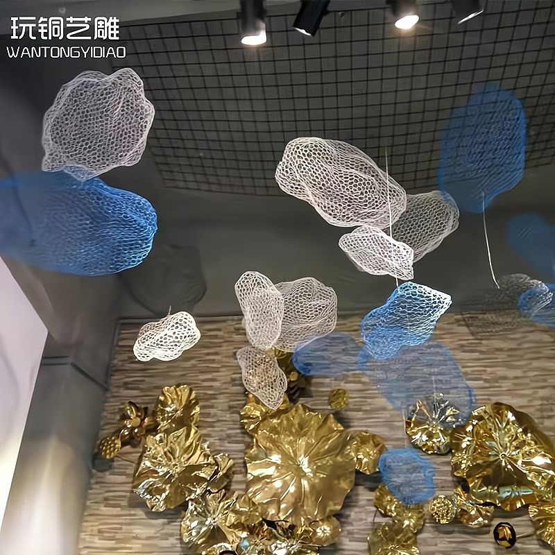 装饰网云吊饰白祥云朵幼儿园商场天花板大堂空中吊顶装饰中庭走廊