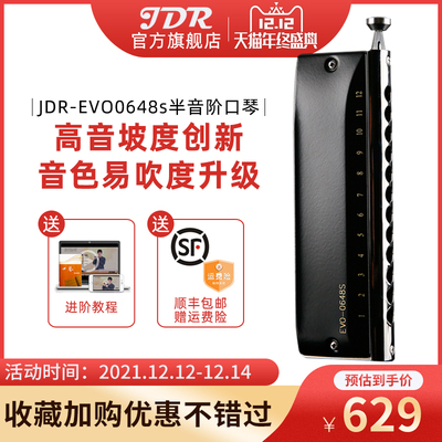 JDR嘉德瑞半音阶口琴12孔C调EVO-0648s初学者学生练习专业演奏款