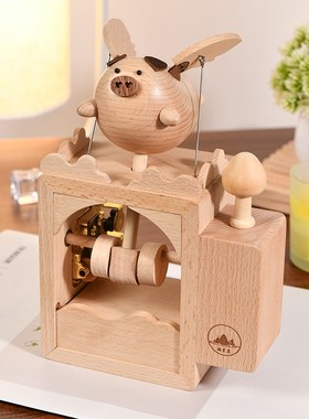 电动小飞猪/摘星客可充电带八音盒治愈摆件送礼可爱