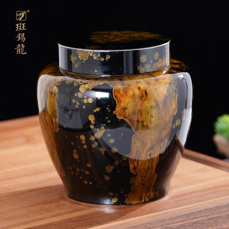 斑锡龙大漆锡罐秋实茶仓纯锡茶叶罐大号手工大口密封罐个旧锡器,餐饮具,茶叶罐,淘宝优惠券,粉丝福利购,淘宝优惠卷